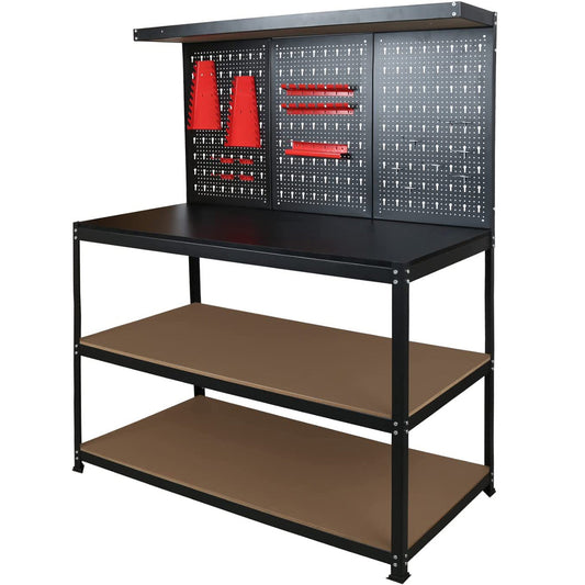 Ironclad 60" Heavy-Duty Steel Workbench with Integrated Pegboard